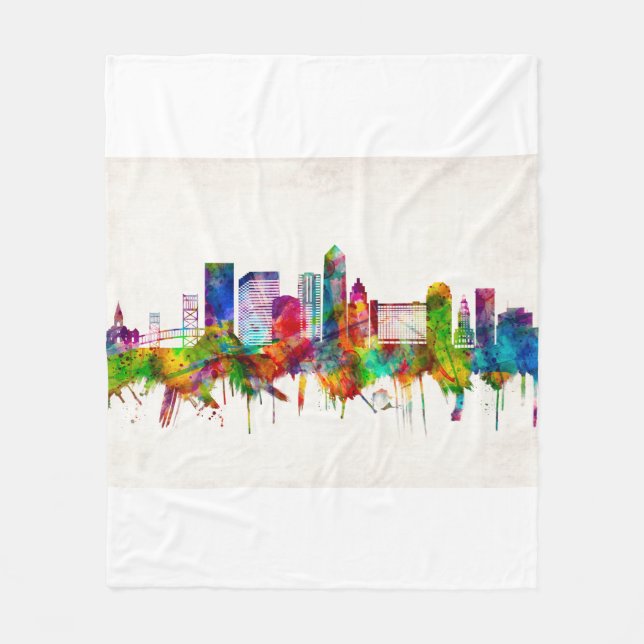 Jacksonville Florida Skyline Fleecedecke (Vorderseite)
