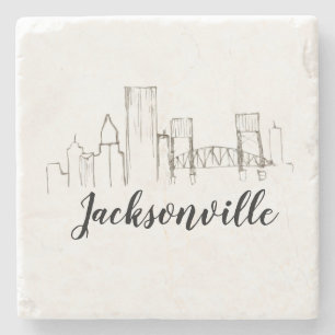 Jacksonville Florida Skyline Illustration Art Steinuntersetzer