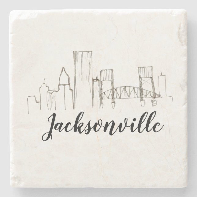 Jacksonville Florida Skyline Illustration Art Steinuntersetzer (Vorderseite)