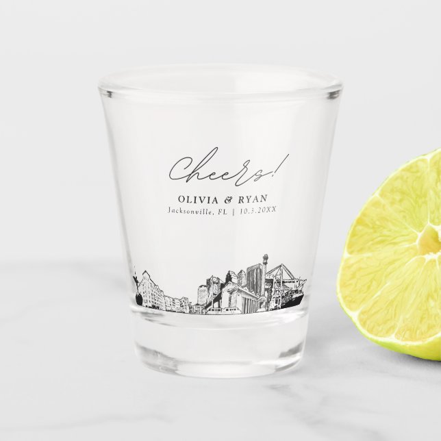 Jacksonville Gastgeschenk Hochzeit Cheers Shot Gla Schnapsglas (Vorderseite)