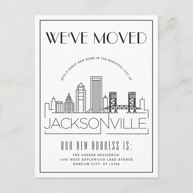Jacksonville Modern Deko | Änderung der Anschrift Ankündigungspostkarte (Vorderseite)