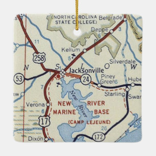 Jacksonville NC Vintage Karte Keramikornament