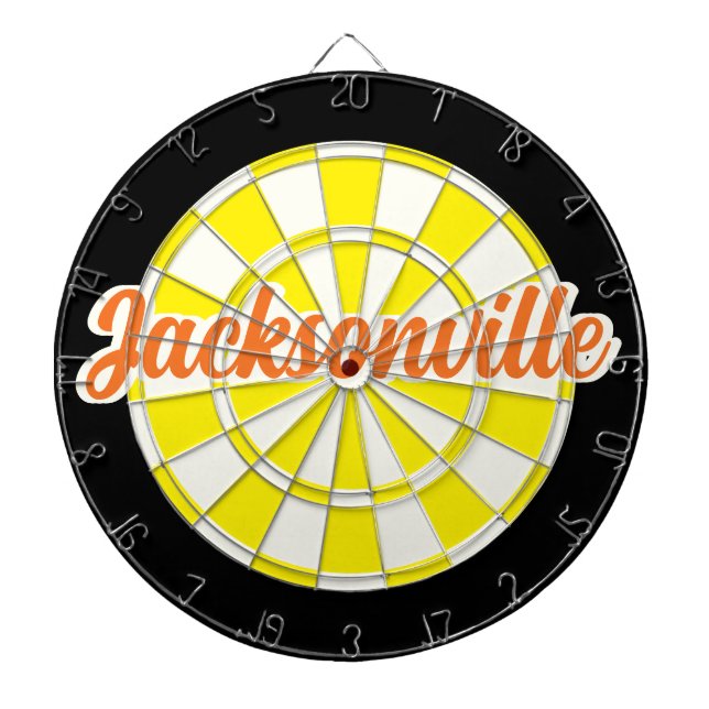 Jacksonville Orange Text Gelb Weiß Dartscheibe (vorne)