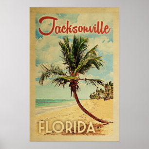 Jacksonville-Palme-Vintage Reise Poster