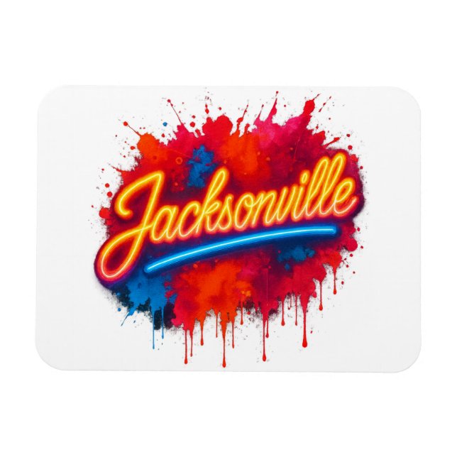 Jacksonville Retro Neon Street Art Design Magnet (Horizontal)