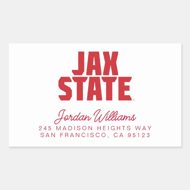 Jacksonville Staat University JAX STAAT Bold Red Rechteckiger Aufkleber (Vorderseite)