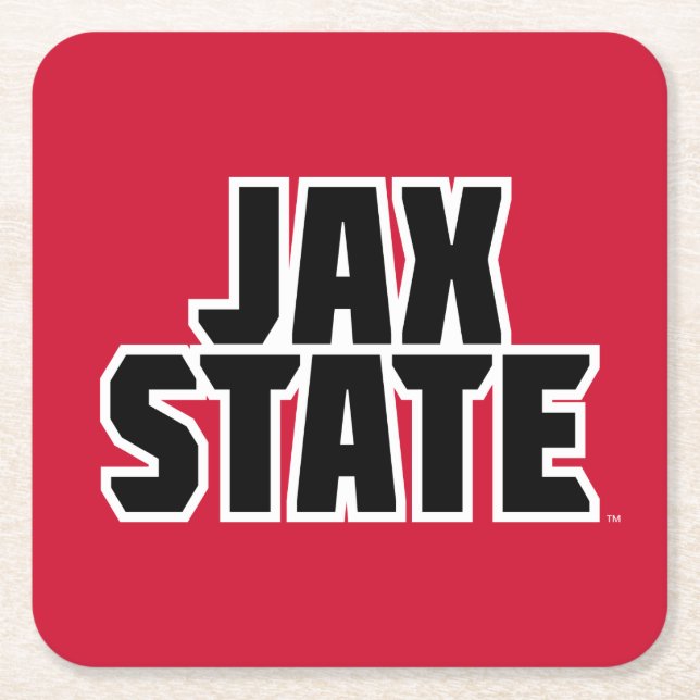 Jacksonville Staat University JAX STAAT Bold Text Rechteckiger Pappuntersetzer (Vorderseite)