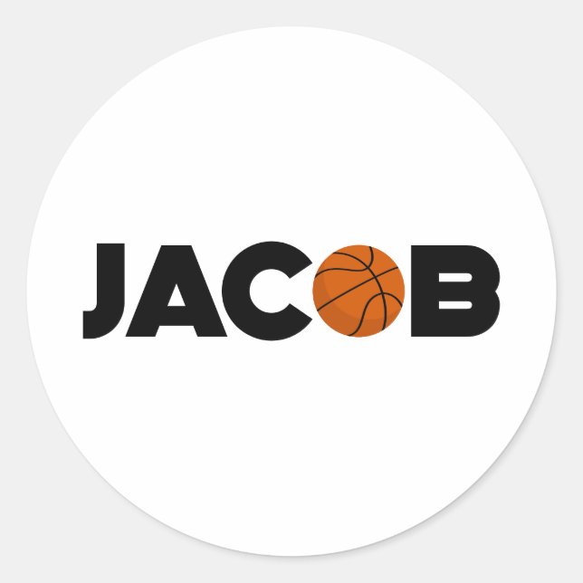 Jacob Basketball Runder Aufkleber (Vorderseite)