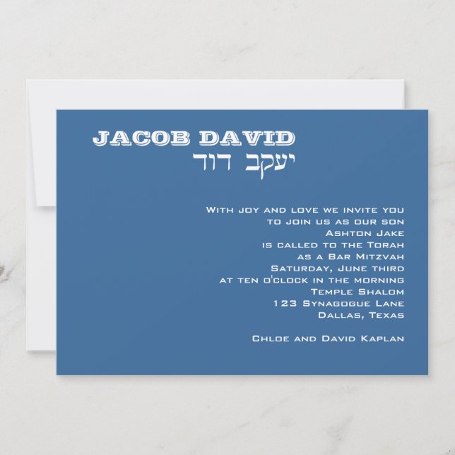 Jacob David Custom Einladung (Vorderseite)