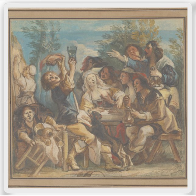 Jacob Jordaens - Eine Merry Company Aufkleber (Vorderseite)