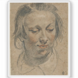 Jacob Jordaens - Leiter einer Frau Aufkleber