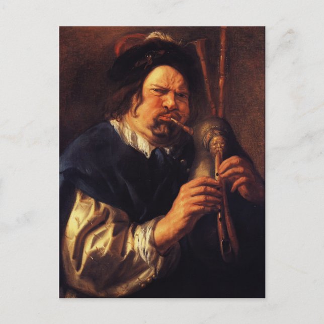 Jacob Jordaens - Selbstportrait als Bagpipe Player Postkarte (Vorderseite)