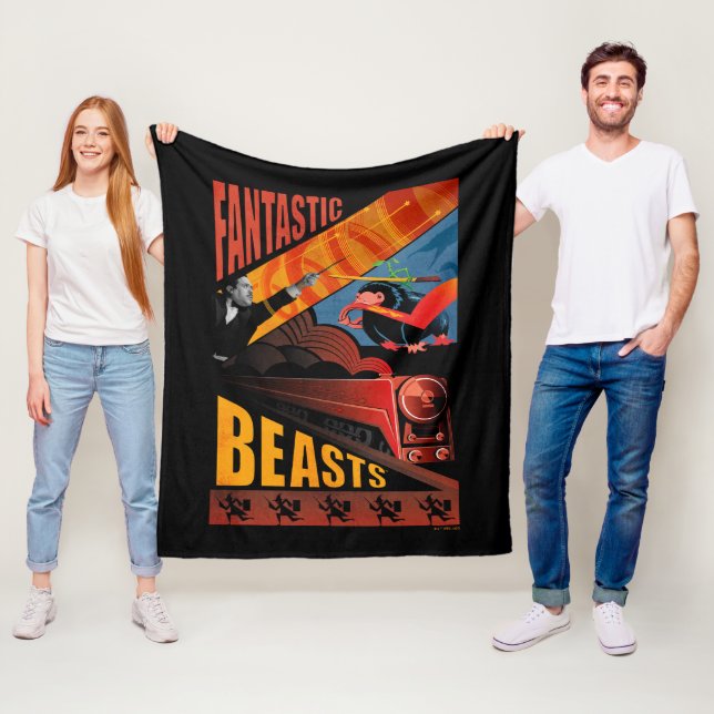 Jacob Kowalski Fantastische Bestien Vintage Poster Fleecedecke (Beispiel)