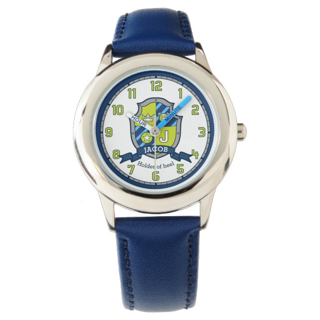 Jacob Name bedeutet Wappen Buchstabe J blau grün Armbanduhr (Vorderseite)