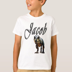 Jacob Name Mit Trex Dinosaurier, T-Shirt
