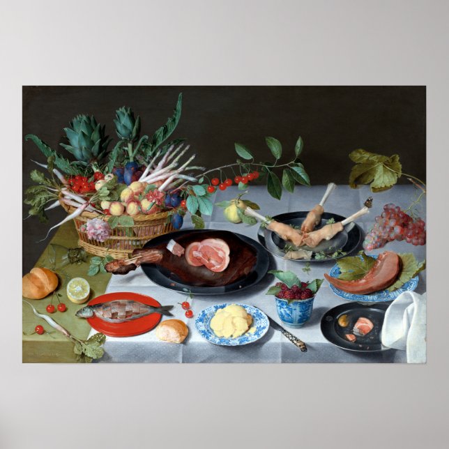Jacob van Hulsdonck Still Life with Meat, Fish Poster (Vorne)