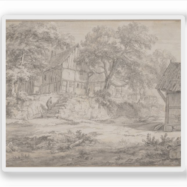 Jacob van Ruisdael - Hütten zwischen Bäumen Aufkleber (Vorderseite)