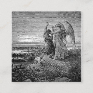 Jacob Wrestling With The Angel Gustave Dore 1855 Quadratische Visitenkarte