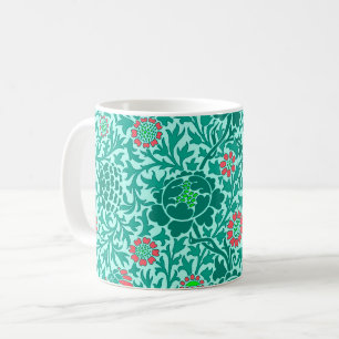 Jacobäischer Blumenstil, Türkis, Aqua und Koralle Kaffeetasse