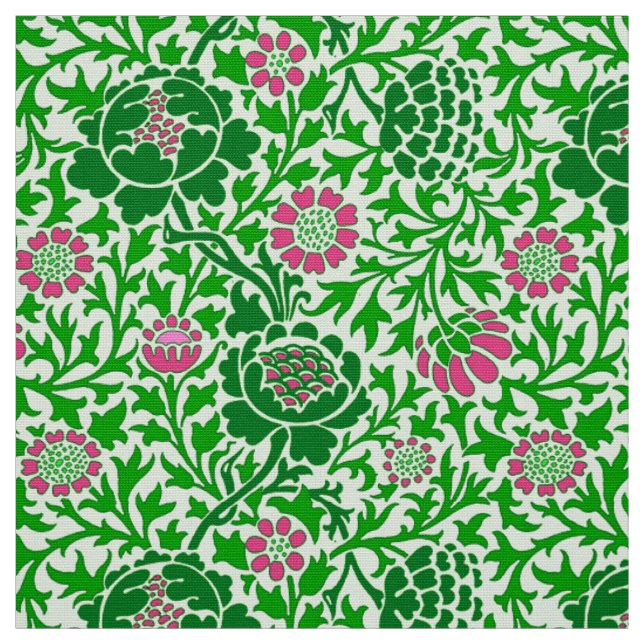 Jacobäischer Blumenstoff, Smaragd- und Limettengrü Stoff (Muster)