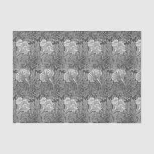 Jacobean Blumen-Damast, grau/Grau und Weiß Seidenpapier