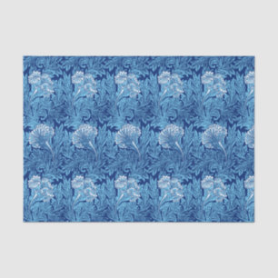 Jacobean Blumen-Damast, Himmel-Blau und Weiß Seidenpapier