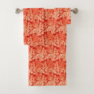 Jacobean Blumen-Damast, Mandarine und Hellorangees Badhandtuch Set