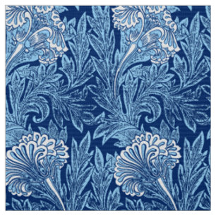 Jacobean Blumen-Damast, Marine, Himmel-Blau und Stoff
