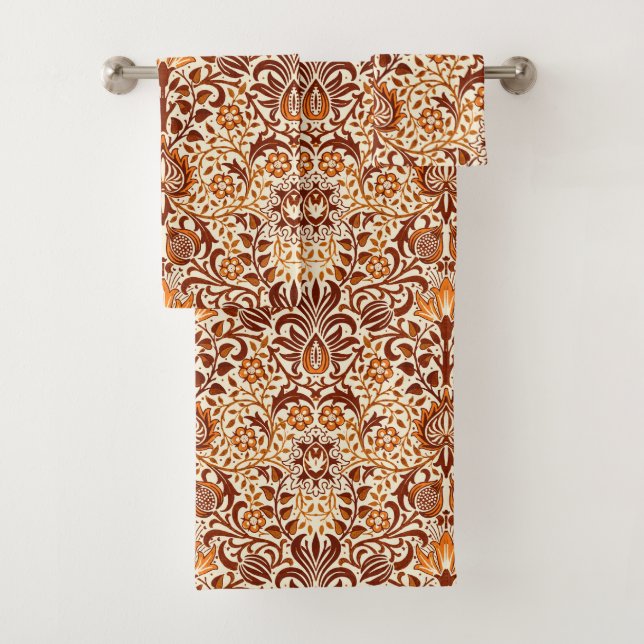 Jacobean Floral Damask, Beige et Chocolat Brown (En situation)