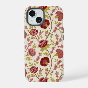 Jacobean Floral Grand Motif Reds Pinks Gold Creme