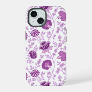 Jacobean Floral Grand Motif rose sur blanc