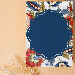 Jacobean rouge et bleu blanc Invitation