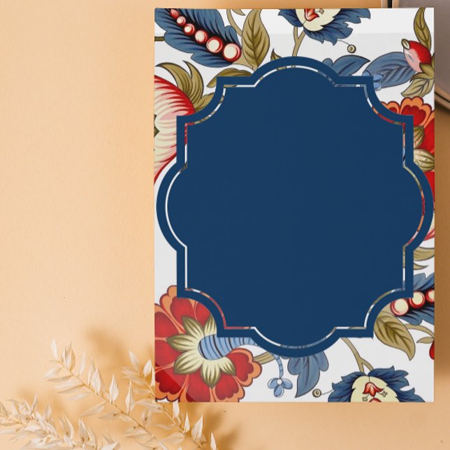 Jacobean rouge et bleu blanc Invitation (Créateur téléchargé)
