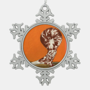 Jacobin Pigeon Red Splash Schneeflocken Zinn-Ornament