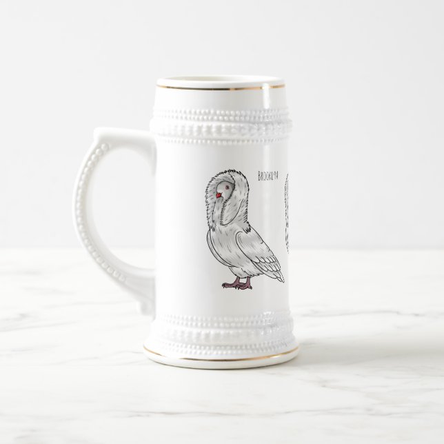 Jacobin-Taube-Cartoon Bierglas (Links)