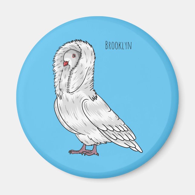 Jacobin-Taube-Cartoon Magnet (Vorne)