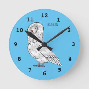 Jacobin-Taube-Cartoon Runde Wanduhr