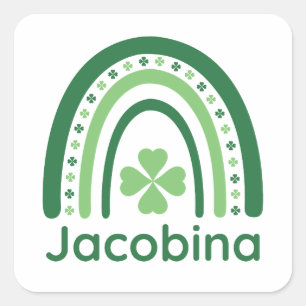 Jacobina Name Clover Boho Rainbow Quadratischer Aufkleber