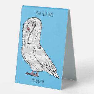 Jacobinertaube Vogel Cartoon-Illustration Tischaufsteller