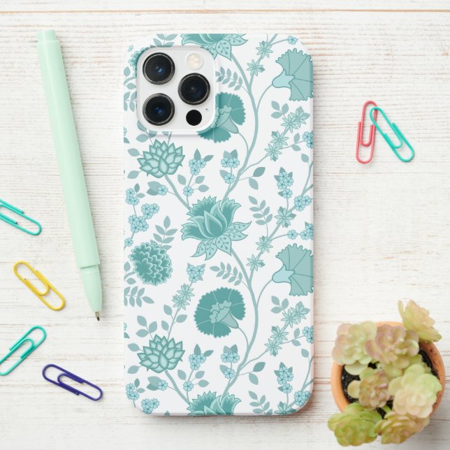 Jacobobobohne Blumenmuster Tees auf Weiß iPhone 12 Pro Max Hülle (Auf dem Schreibtisch)
