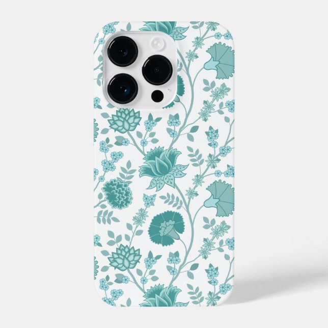 Jacobobobohne Blumenmuster Tees auf Weiß iPhone 14 Pro Hülle (Rückseite)