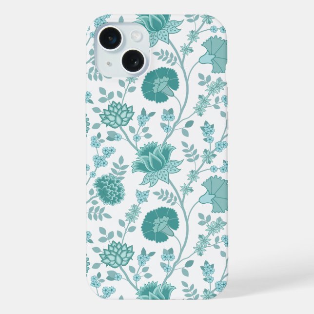 Jacobobobohne Blumenmuster Tees auf Weiß iPhone 15 Plus Hülle (Rückseite)