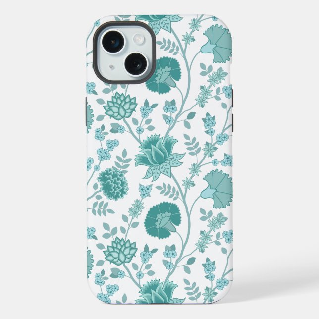 Jacobobobohne Blumenmuster Tees auf Weiß iPhone 15 Plus Hülle (Rückseite)