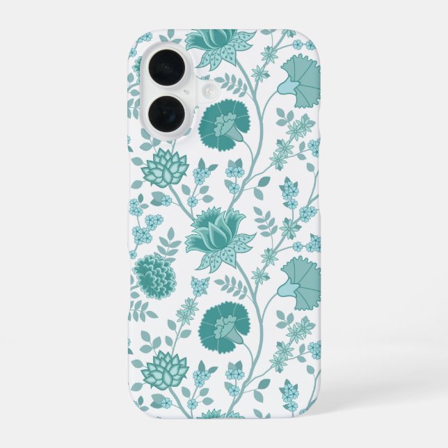 Jacobobobohne Blumenmuster Tees auf Weiß iPhone 16 Hülle (Rückseite)