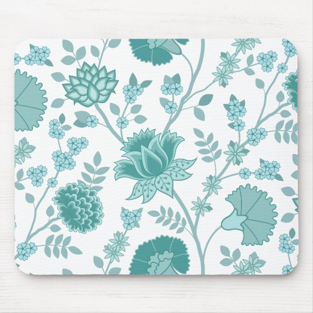 Jacobobobohne Blumenmuster Tees auf Weiß Mousepad (Vorne)