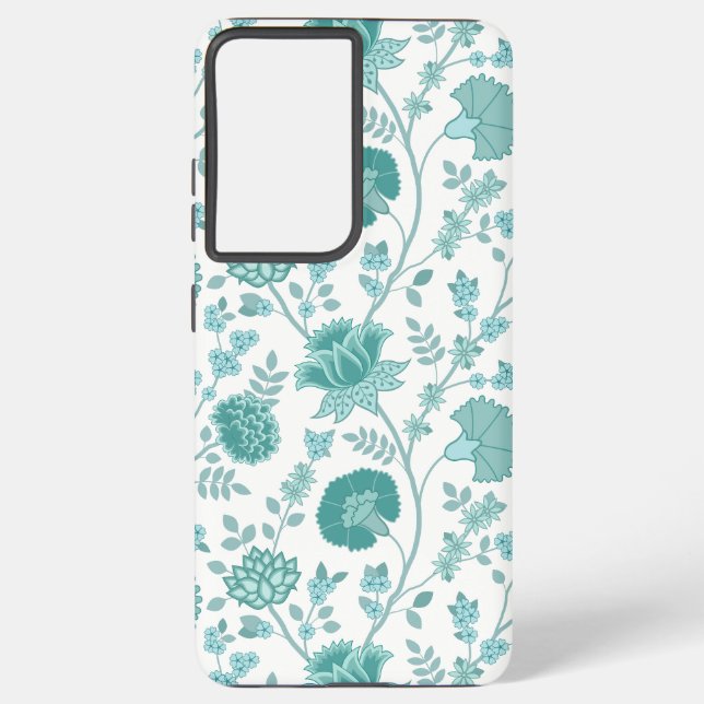 Jacobobobohne Blumenmuster Tees auf Weiß Samsung Galaxy Hülle (Rückseite)