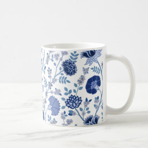Jacobobobohnenfloral Lg Muster Blues White Kaffeetasse