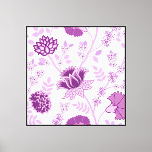 Jacobobobohnenfloral Lg Muster Pinks auf Weiß Leinwanddruck