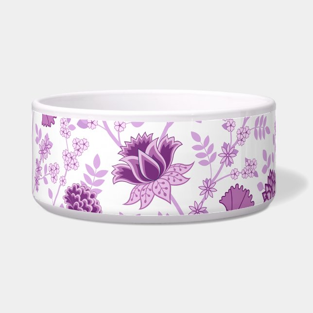 Jacobobobohnenfloral Lg Muster Pinks auf Weiß Napf (Vorderseite)