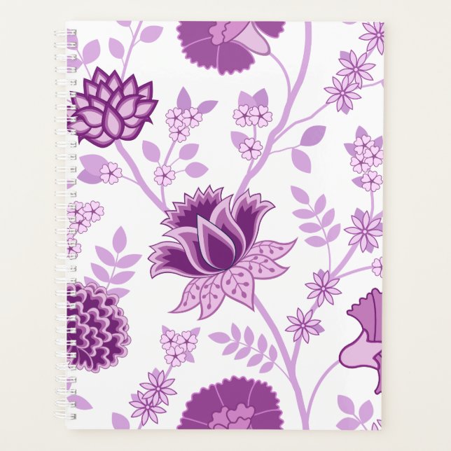 Jacobobobohnenfloral Lg Muster Pinks auf Weiß Planer (Vorderseite)